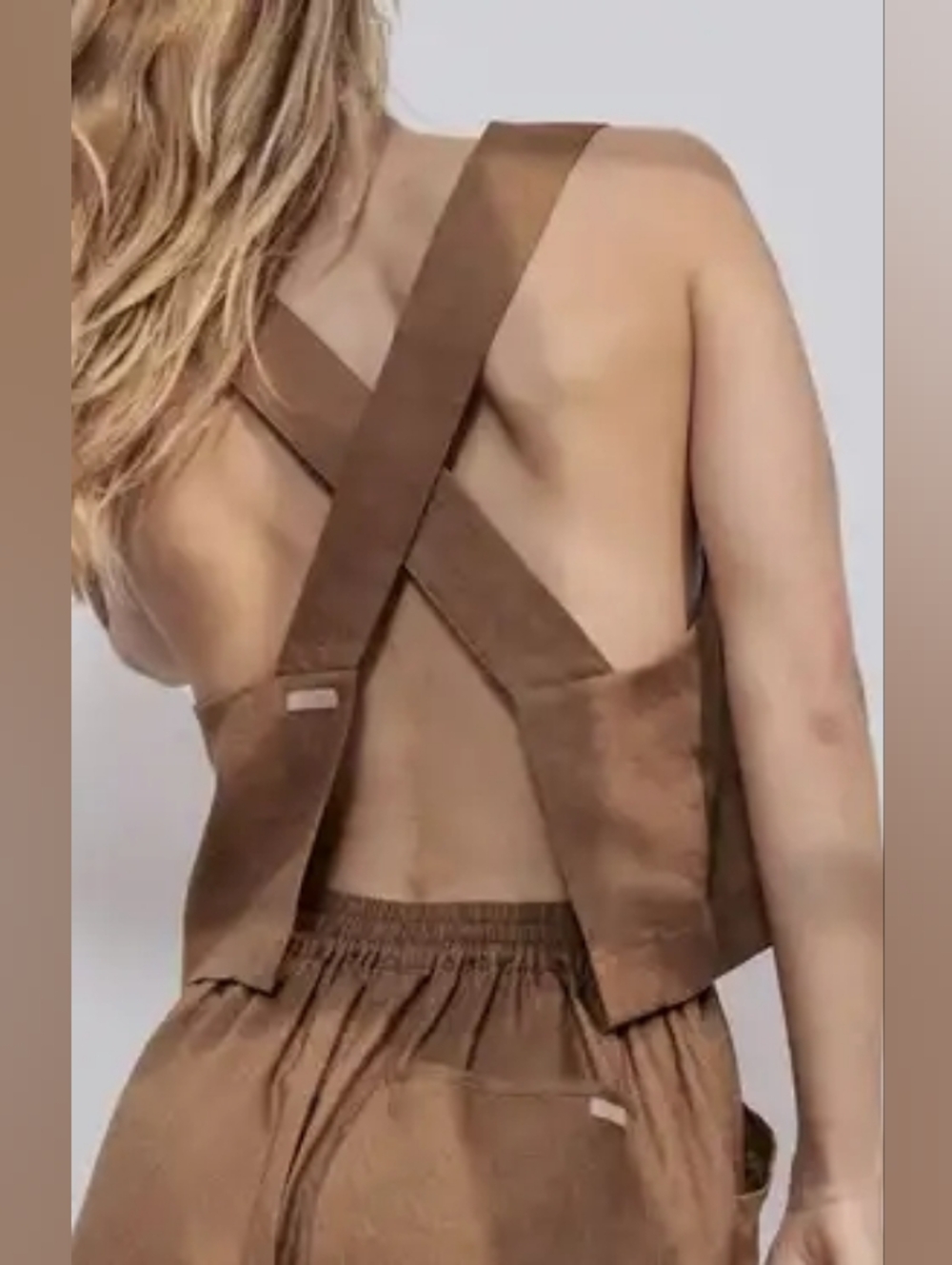 Lunya linen cross Open back Crop top Sz S